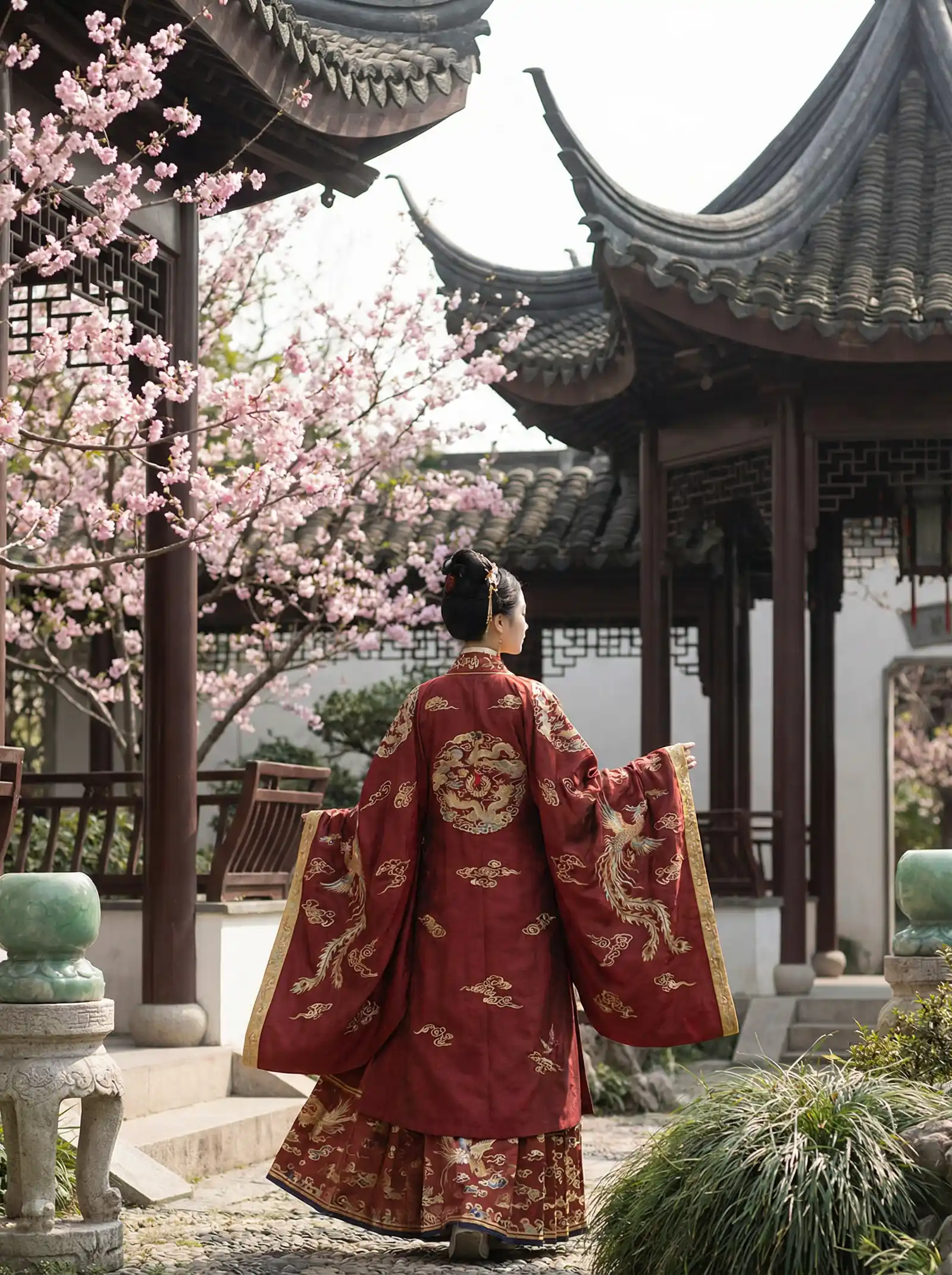 痞幼吹笛是什么梗 明制汉服红色凤凰刺绣